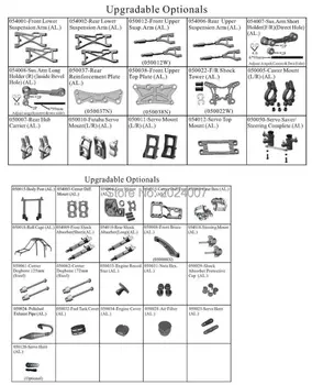 

rc car upgradable aluminum spare parts for hsp 1/5 gas powered 4wd off road rtr truck 94050 (36 items)