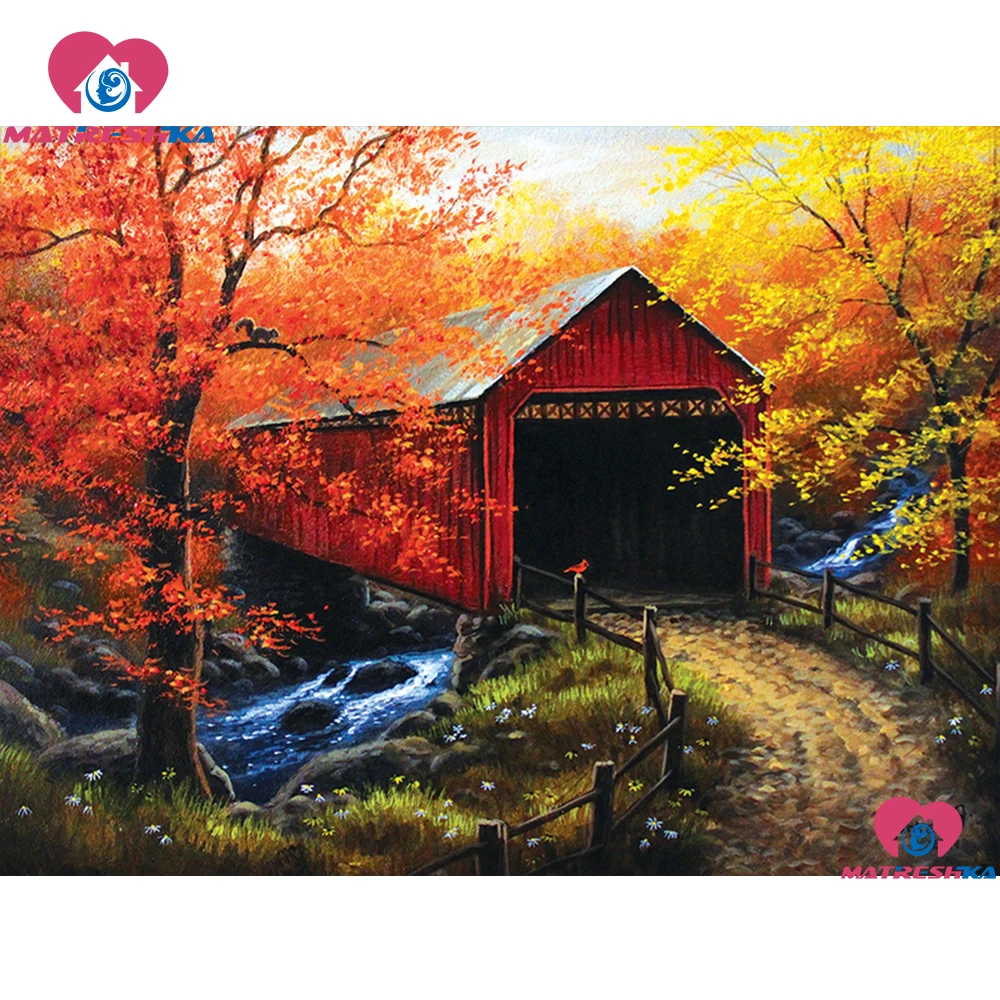 diamond painting autumn picture by rhinestones diamond embroidery