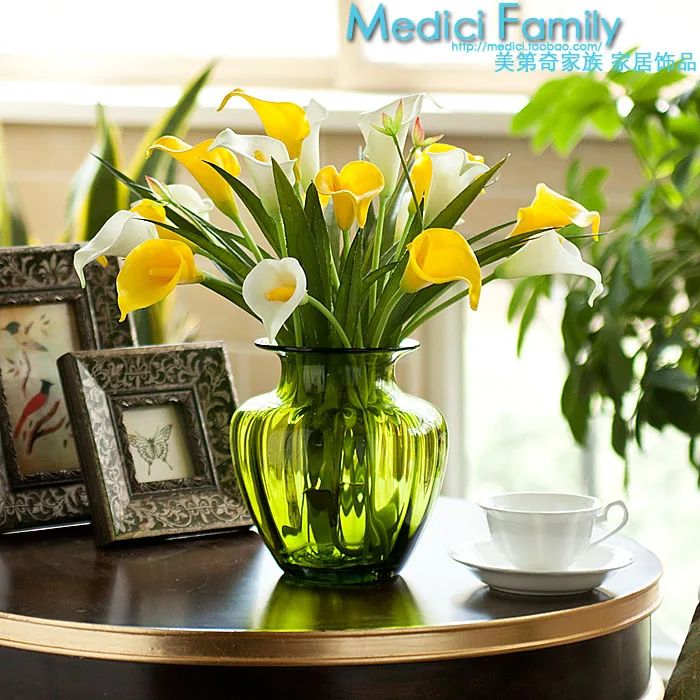 

935 artificial flower fresh dining table artificial flower silk flower PU mini calla small relief vase set