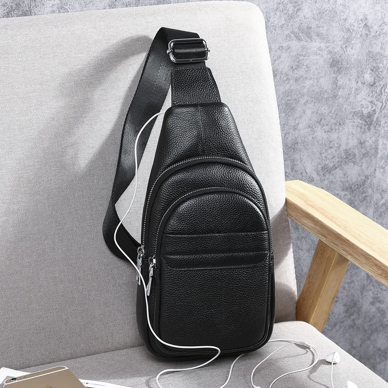 

BAQI Men's Crossbody Bag Chest Bag Designer Men Messenger bag 2019 Fashion Cow Leather Shoulder Bag Men Package Back pack Travel