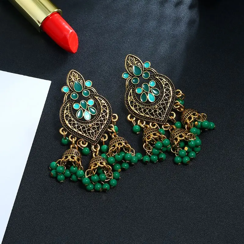 Серьги подвески Kundan Jhumka Jhumki 1 пара в стиле ретро Индийских Болливуда цыганские