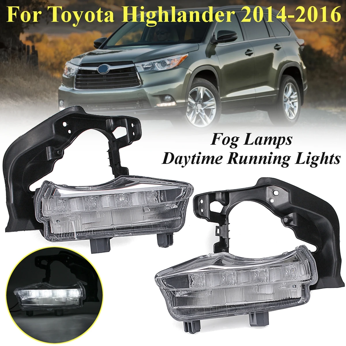 1 Pair Car Flashing LED DRL Daytime Running Lights Lamp Fog Light Car