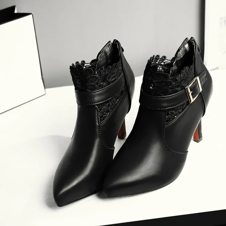 

Big Size 9 10 11-17 boots women shoes ankle boots for women ladies boots Lace strap buckle back zip