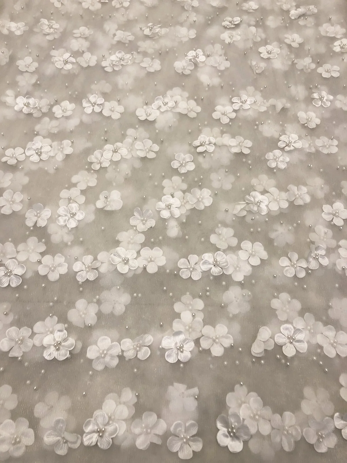 Белая кружевная ткань с объемными бусинами Высококачественная сетчатая вышивка аппликация 3D цветок тюль нигерийские кружевные ткани для невесты ZA168