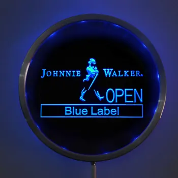 

rs-0060 Johnnie Walker Blue Label OPEN LED Neon Round Signs 25cm/ 10 Inch - Bar Sign with RGB Multi-Color Remote Control