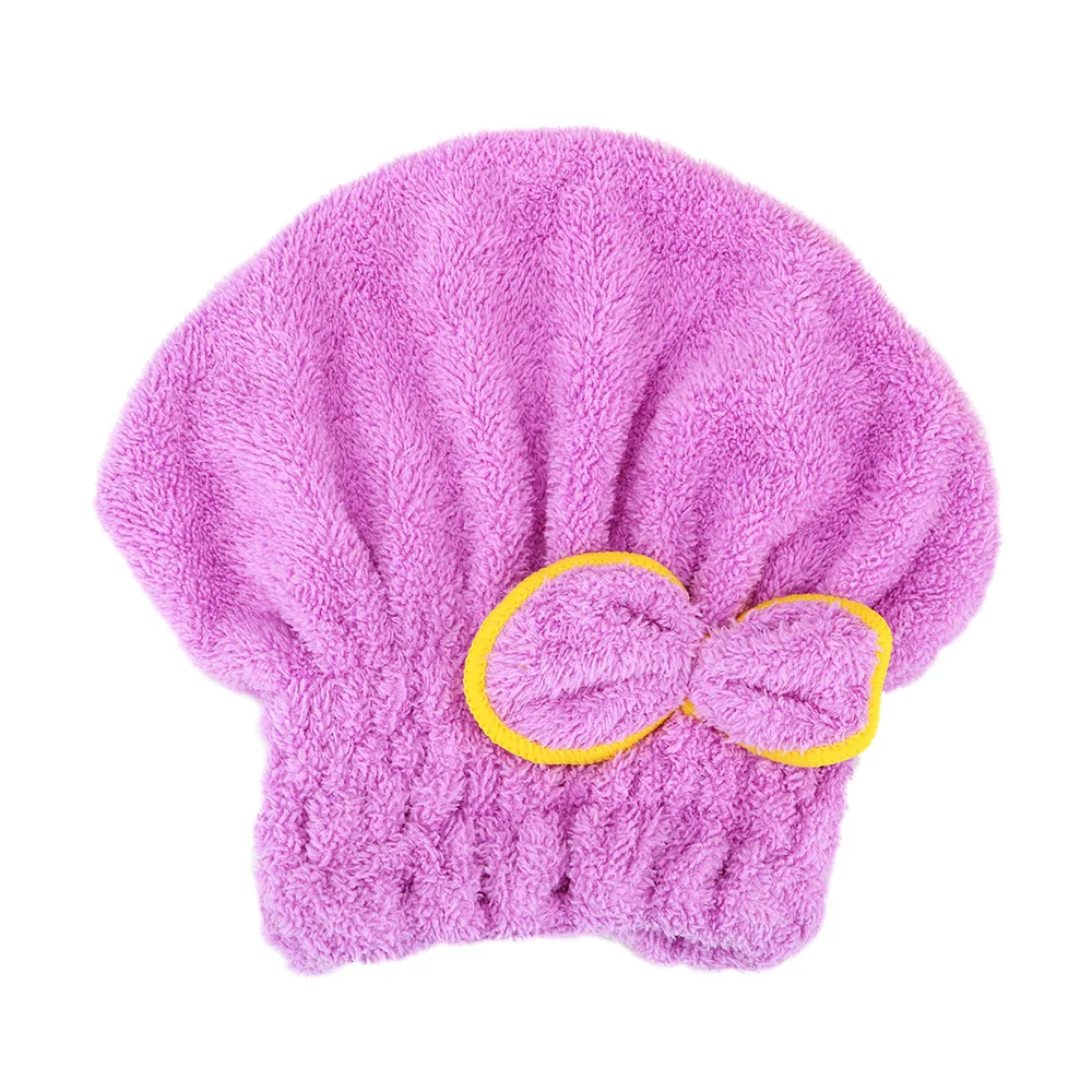 HOOMIN 5 цветов домашний текстиль обернутые полотенца шапочка для душа из микрофибры Ванная комната шапки шапка для быстрой сушки волос банные аксессуары - Цвет: Фиолетовый