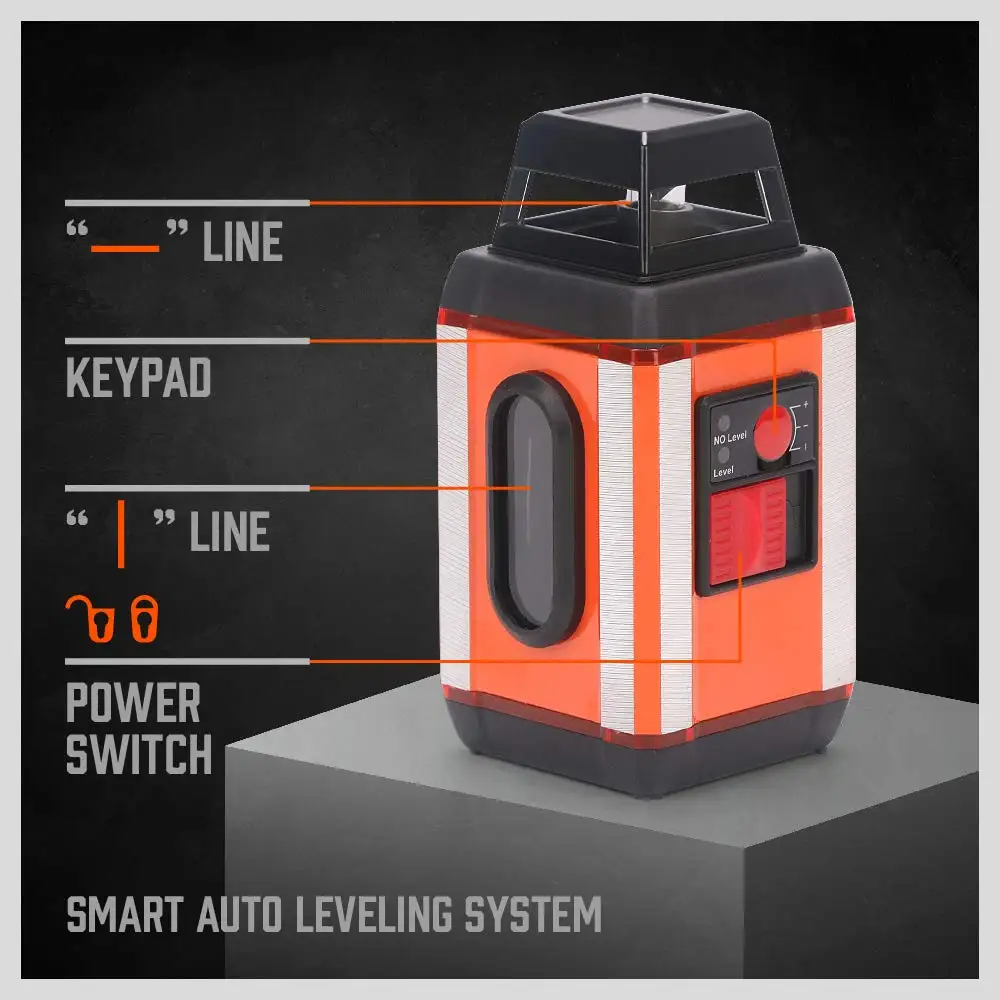 Лазерный уровень, HORUSDY 360 градусов горизонтальная линия и вертикальная, вращающийся на 360 градусов с магнитным основанием, монтажный зажим, UPS зарядка
