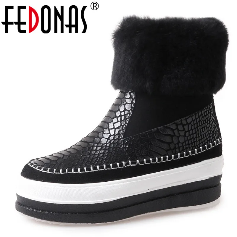 

FEDONAS Fashion Women Mid-calf Boots Wedges High Heels Warm Autumn Winter Snow Boots High Platforms New Casual Shoes Woman