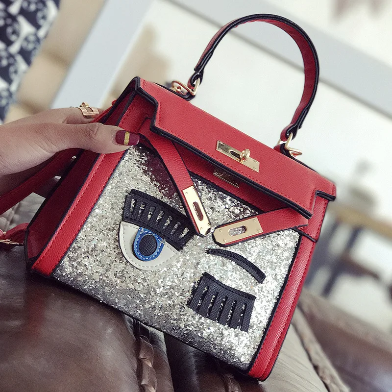Women flap bag small bag cute fun big eyes bags leather handbags kawaii