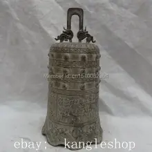 " Китайский Бронзовый Благоприятный Миф Голова Дракона Человек Статуя Буддизм Храм Колокола