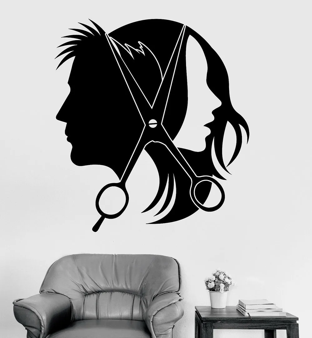 HairSalonLogoVinylWallDecalHairdresserStylistUnisexStickers