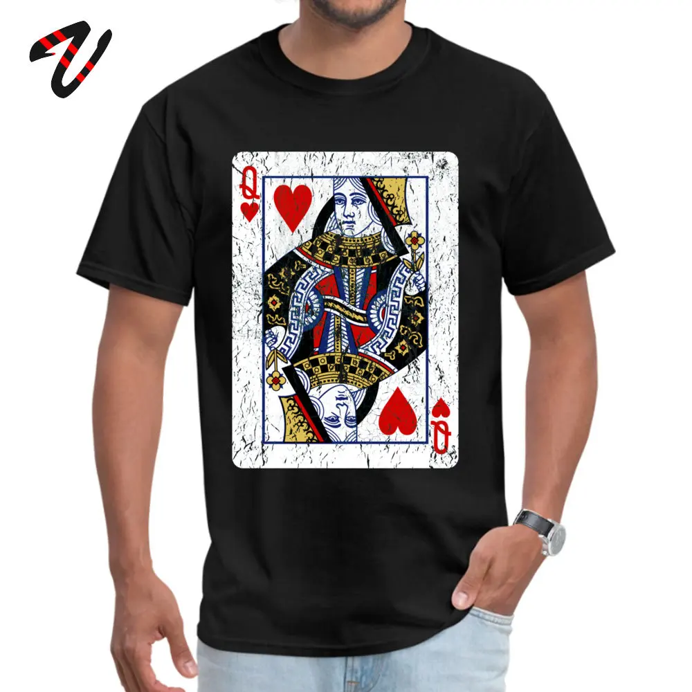 Queen of Hearts Playing Card Top T-shirts for Men 3D Printed Summer Fall Tops T Shirt New Arrival Tee-Shirts O-Neck All Cotton Queen of Hearts Playing Card15335 black