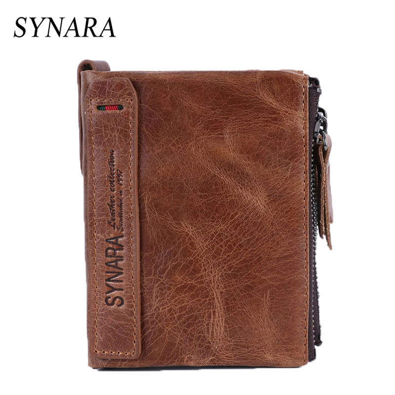 SYNARA Genuine Leather Men's Wallets Designer Clutch Business Male Wallet Card Holder Dollar Purse for Men