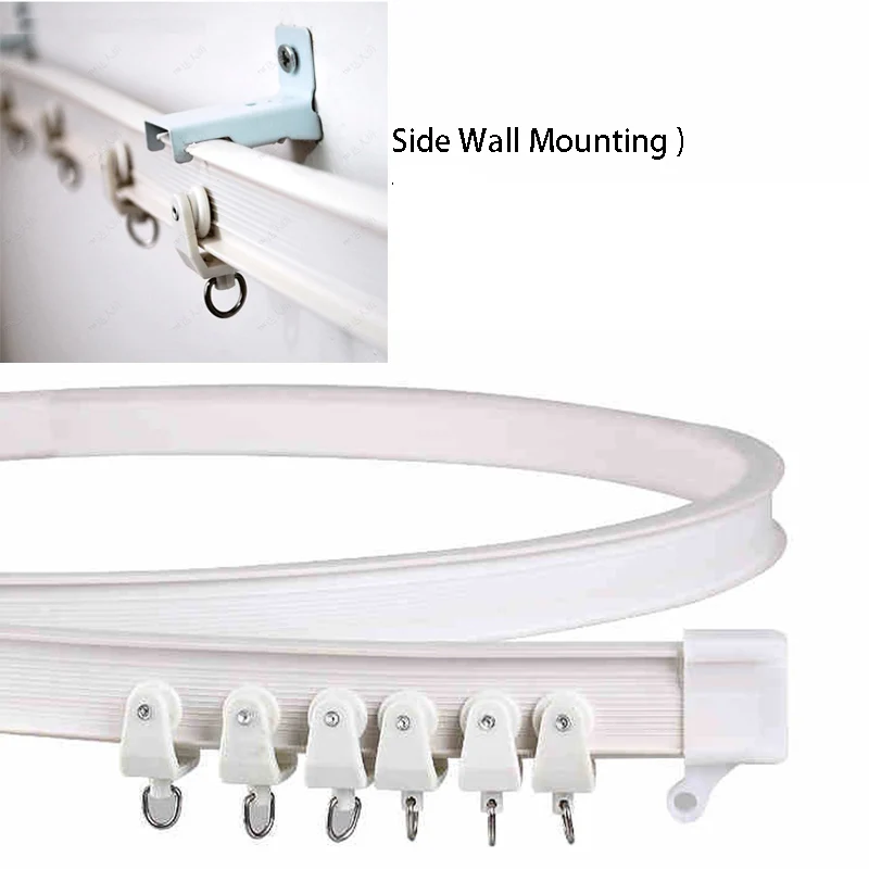 Bendable Plastic Metal Alloy Window Curtain Tracks Poles Wholesale - Цвет: sidewall mount 400cm