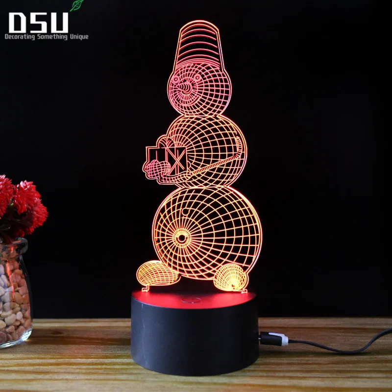 

3D Vivid Snowman night lights Creative Ambient Light Desk LED lamp Home Lighting Bulbing 7 Colors change Luminaria Chritmas Gift