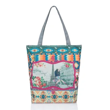 

Miyahouse Vintage Chinese National Style Tote HandBag Women Canvas Beach Bag Printed Female Shoulder Bags Top-Handle Bags Bolsa