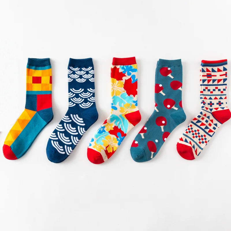 2019 Веселые носки для мужчин Harajuku Хип Хоп дышащие смешные мужские носки Calcetines Hombre 100% чесаные хлопковые носки с рисунком для мужчин