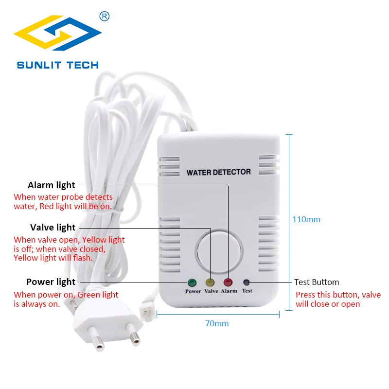 Russian Home Smart Water Leak Detector Alarm System with Automatically Shut Off DN15 DN20 Manipulator Valve Water Flood Sensor