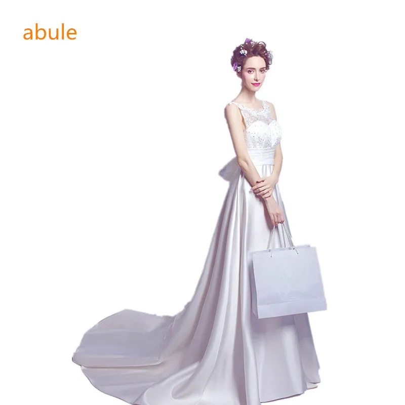 Abule 2017 Yaz v yaka geri Uzun Örgün Akşam Elbise Beyaz Saten Ünlü Abiye giyim Mezuniyet Gelinlik Modelleri Vestidos