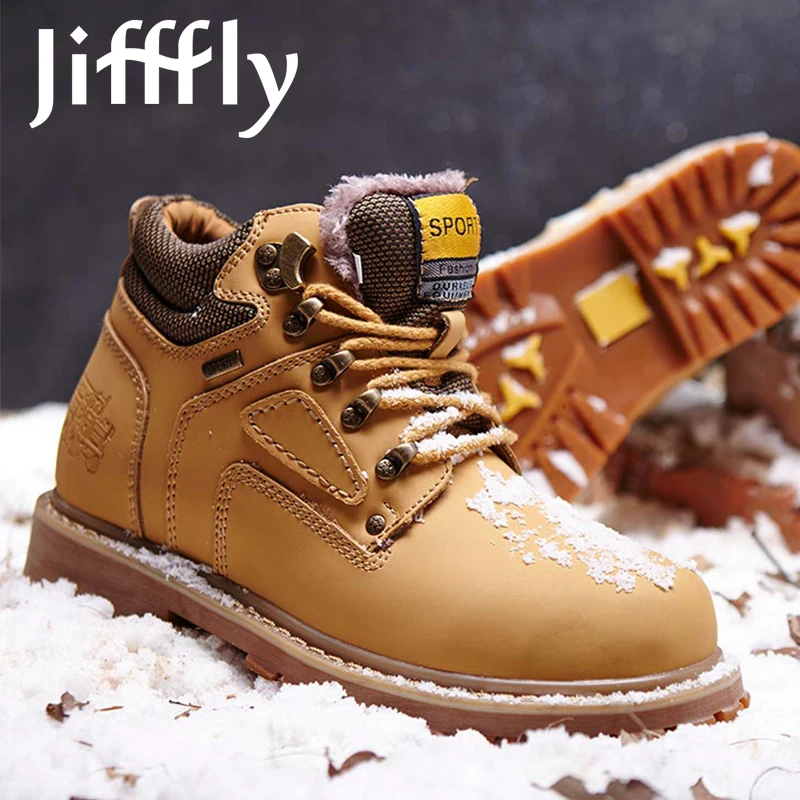 

Men's Martin Boots Leather Work Shoes Winter Snow Hiking Outdoor Climbing Rubber Bottom Cowboy Boots Keep Warm Safe buty For Man