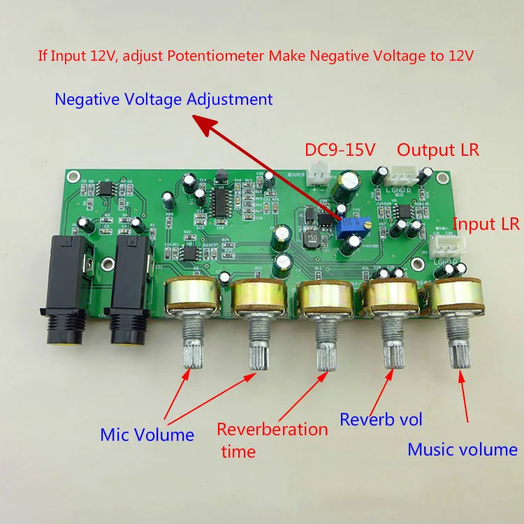 GHXAMP PT2399 караоке реверберации микрофон предусилитель доска реверберации усилитель DIY DC12V встроенный Boost динамический двойной P