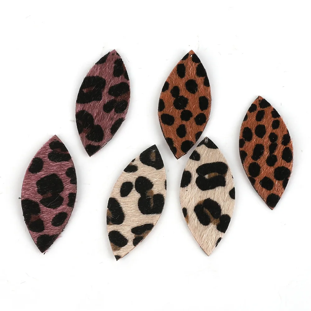 2-4pcs/pack Water Drop/Oval Shape Fashion Leopard Print PU Leather Charm Pendant DIY Decor Clothes for Jewelry Making Material