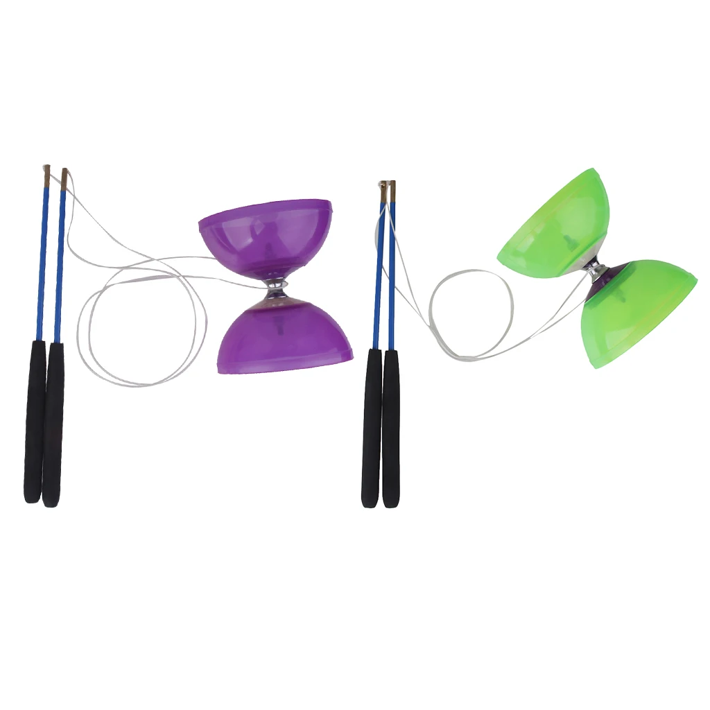 Professional 5 Bearing Diabolo Handsticks & String Juggling Playset Kids Novetly Yo-yos Training Toys - 2 set