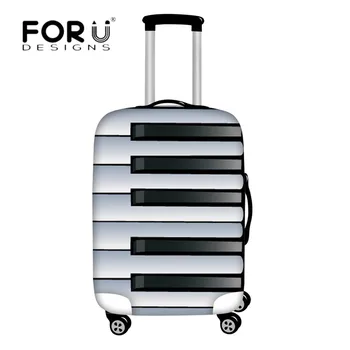 

FORUDESIGNS Piano Keyboard Design Luggage Cover Rainbow Peacock Suitcase Protective Covers Waterproof Elastic Trolley Case Bags