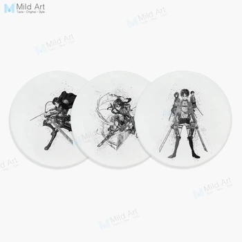 

Black White Abstract Geometric Japanese Pop Anime Titan Ceramic Coasters Boy Gifts Home Cafe Cup Kitchen Accessories Pad Drinks