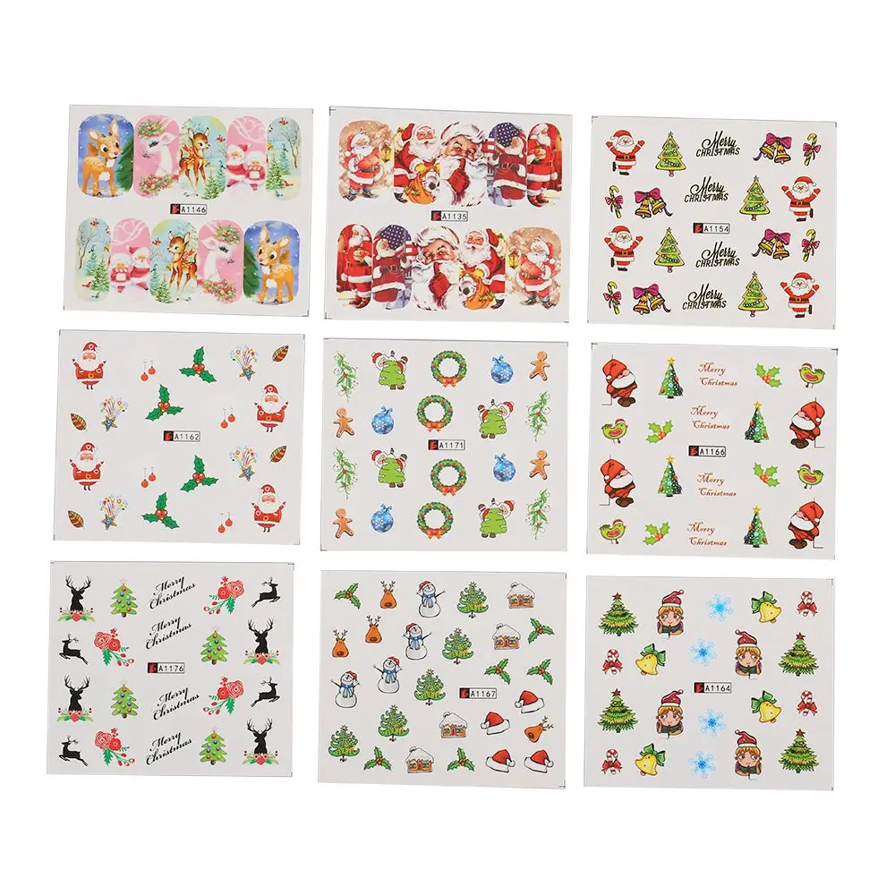 48 листов, 3D наклейки для ногтей, случайный цвет, Рождество, зима, снеговик, узор, серия, сделай сам, стереоскопический стикер для ногтей, украшение