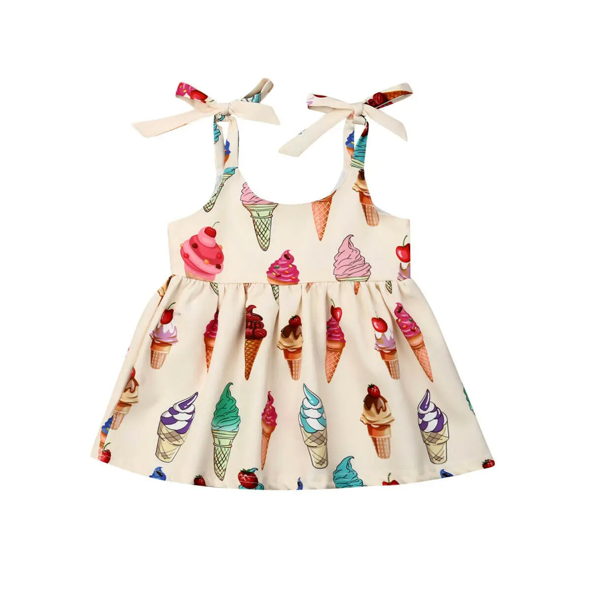 

New Cute Toddler Baby Girl Dress Summer Ice Cream Sleeveless Party Dress Sundress