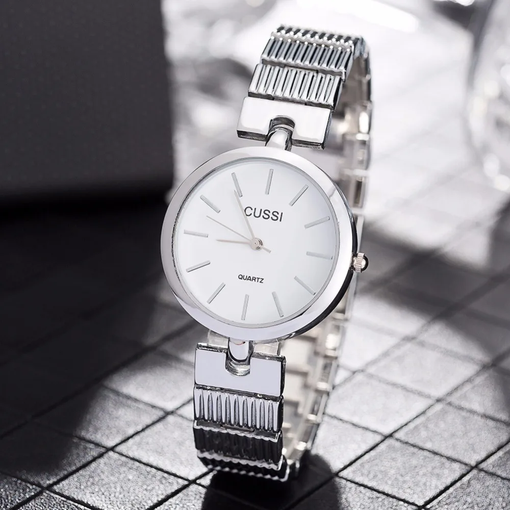 

A253 CUSSI Fashion Womens Watches Silver Luxury Ladies Bracelet Watch Simple Quartz Wristwatch reloj mujer Valentine's Gift