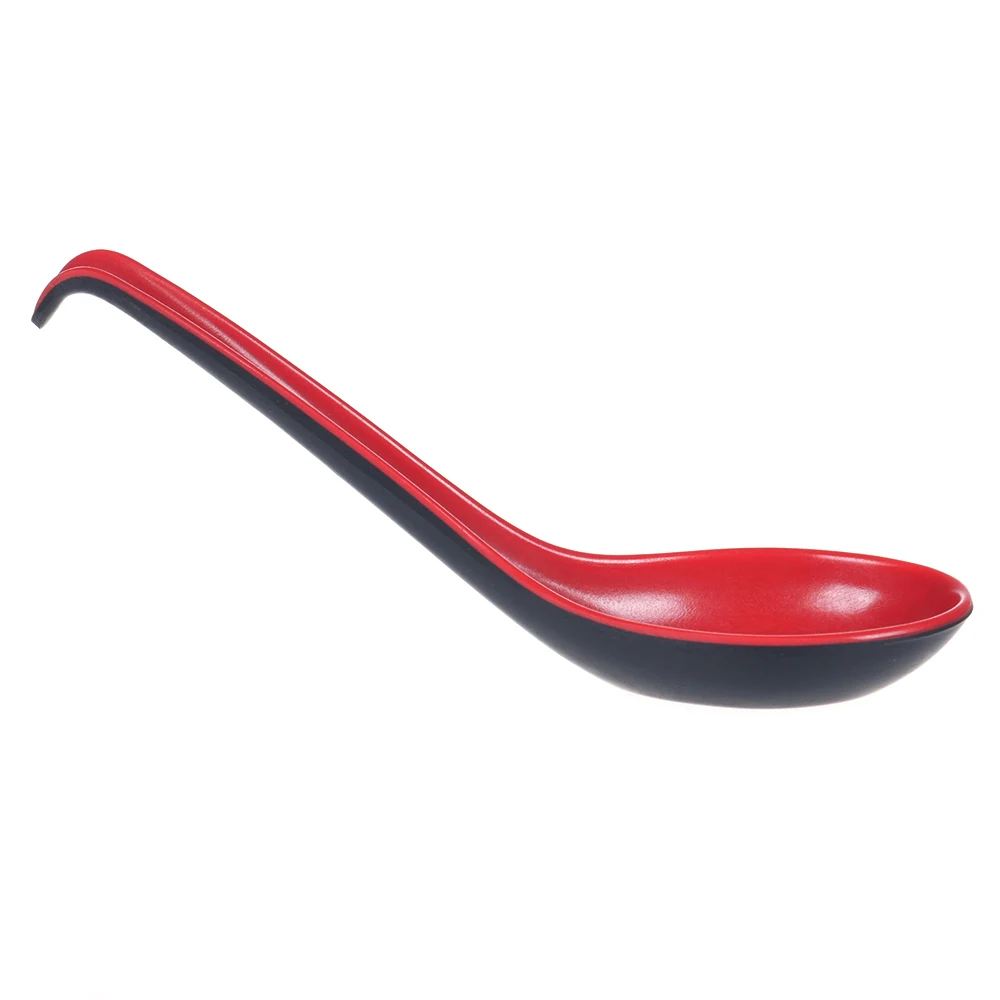 

1PC Red Black Color Home Flatware Japanese Plastic Bowl Soup Porridge Spoon Hot