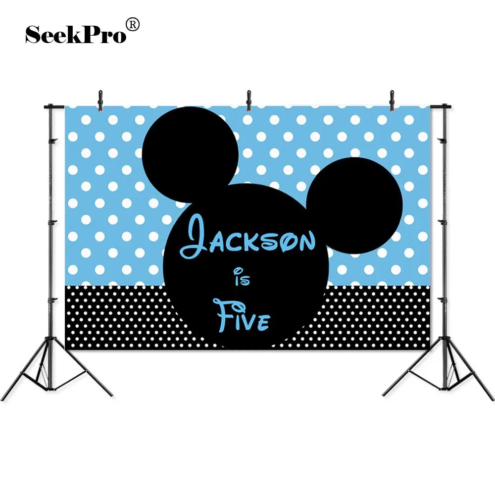 

Personalized Cartoon Mickey Mouse Custom Photography Studio Backgrounds Newborn First Birthday Party Photo Backdrops Banner