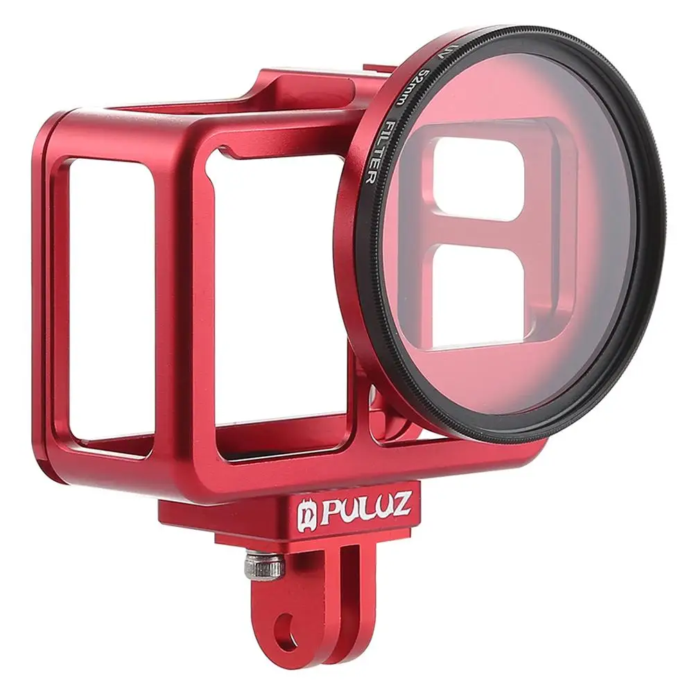 

For PULUZ HERO7 Black/5/6 Metal Aluminum Alloy Protective Cover Cage Black Case Accessories With 52MM UV Lens For HERO7