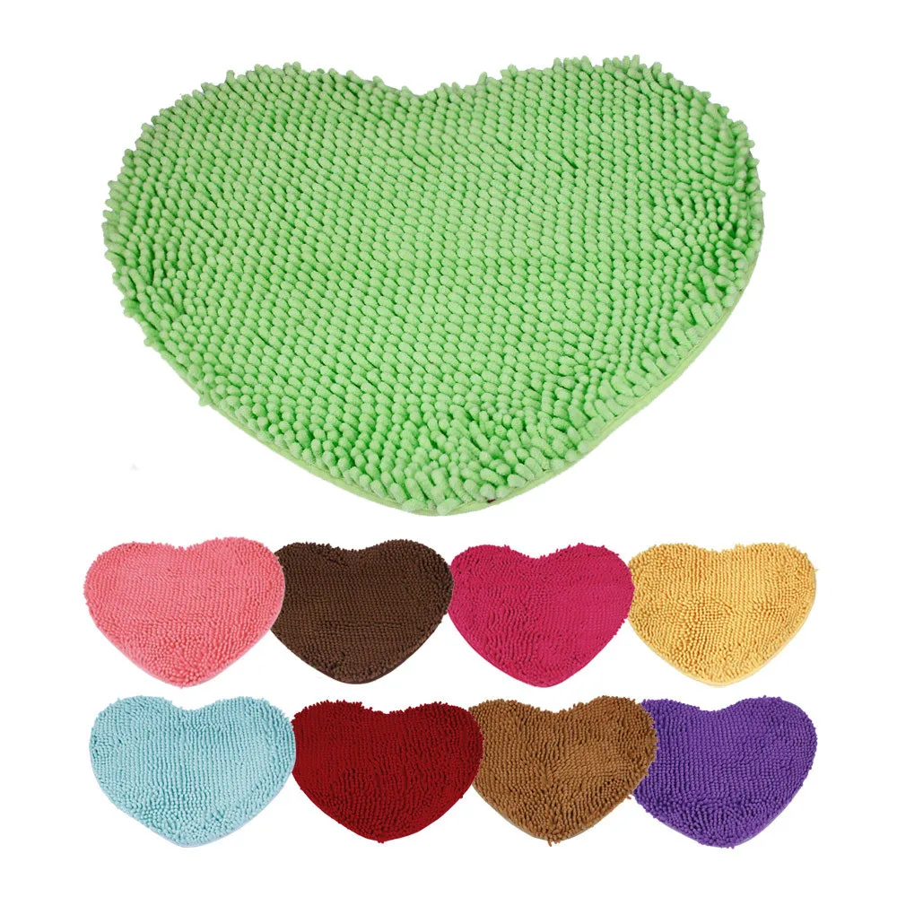 

Bedroom Door Mat Heart Shaped Carpet Fluffy Chenille Rug Cushion Professional Design and High Quality Material Drop Shipping