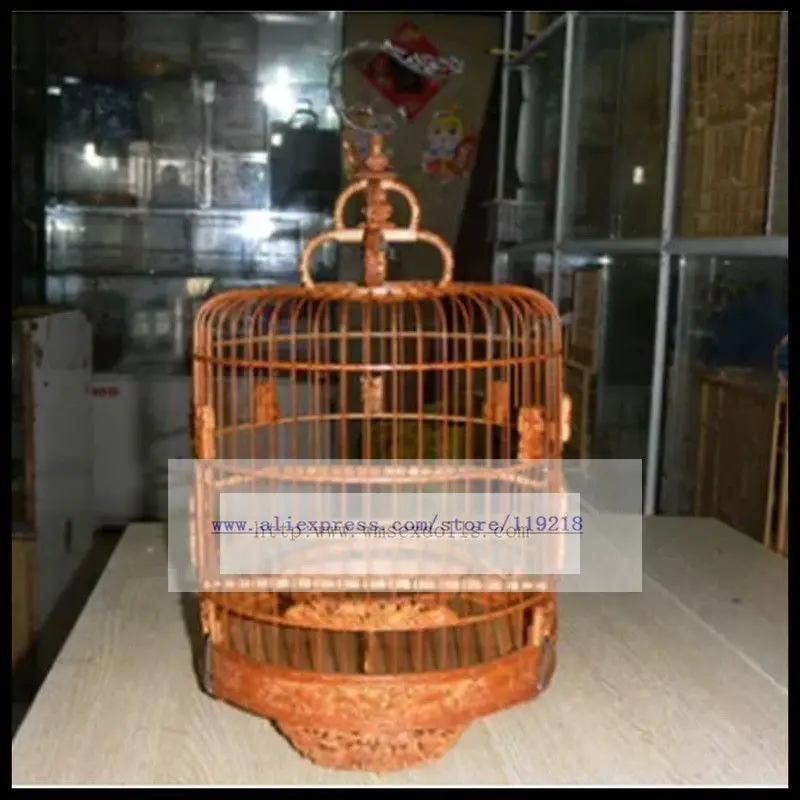 

24cm diameter selection of old bamboo handmade fine carved bird cage [squirrel grape]