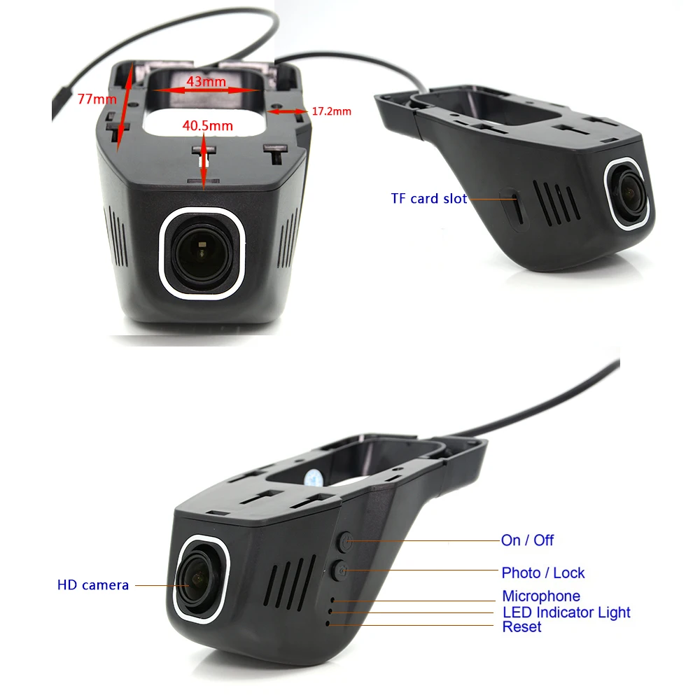 Junsun WiFi Car DVR Camera Novatek 96655 IMX 322 Full HD 1080p Universal Dashcam Video Registrator Recorder APP Manipulation