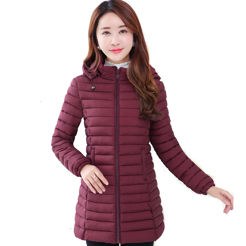 Сплошной цвет с капюшоном Большие размеры 3XL 4XL jaqueta feminina Inverno длинные женские