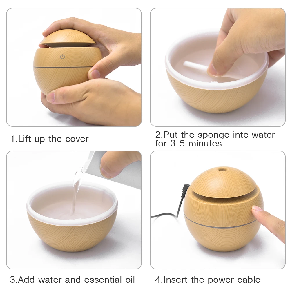  Changeable Aroma Essential Oil Diffuser Mini USB Air Humidifier Portable Ultrasonic Mist Humidifier