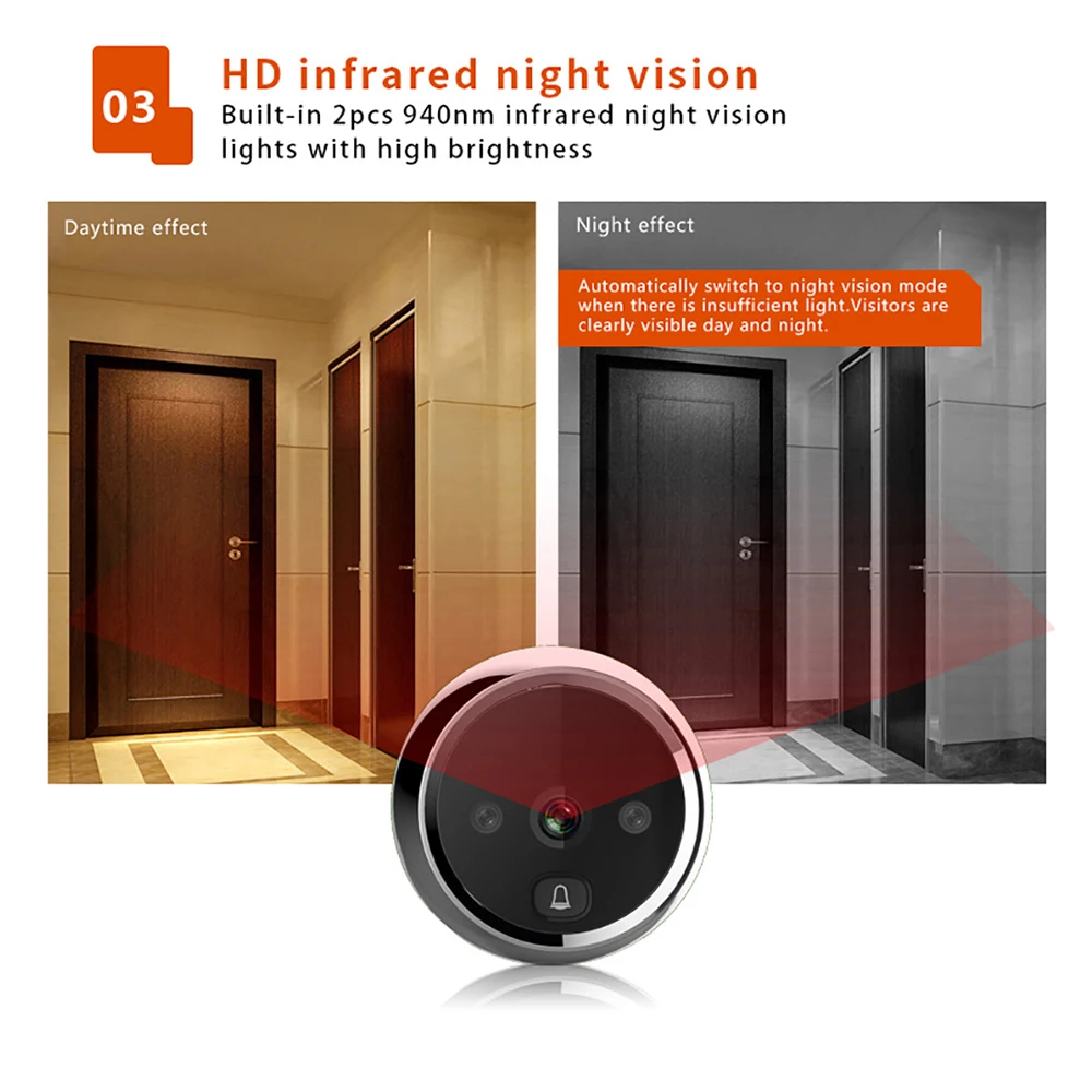 

Doorbell inch smart cat eye visual doorbell smart visual cat eye electronic cat eye door mirror comes with memory