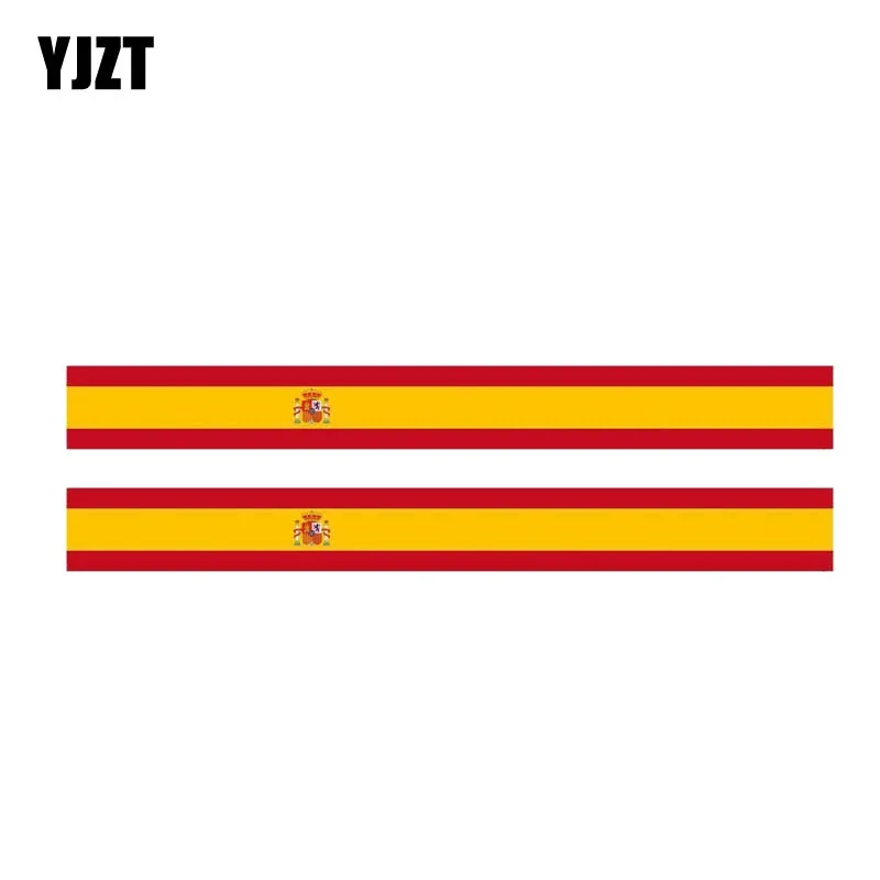 

YJZT 2X 17.3CM*1.9CM Personality Stripe Spain Flag Car Sticker Window Decal 6-1159