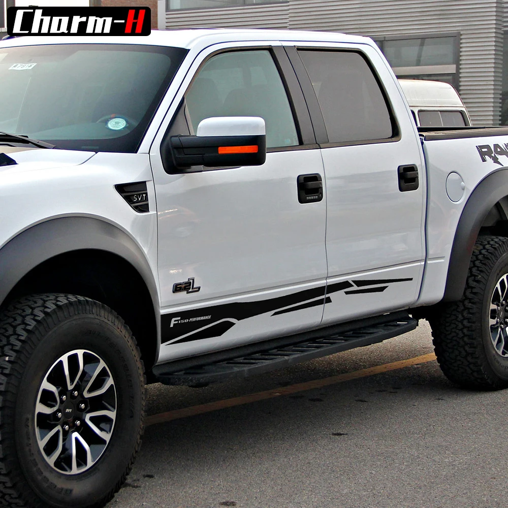 2 шт. сбоку юбка в полоску двери Панель внедорожных F150 Performance Графический стикеры