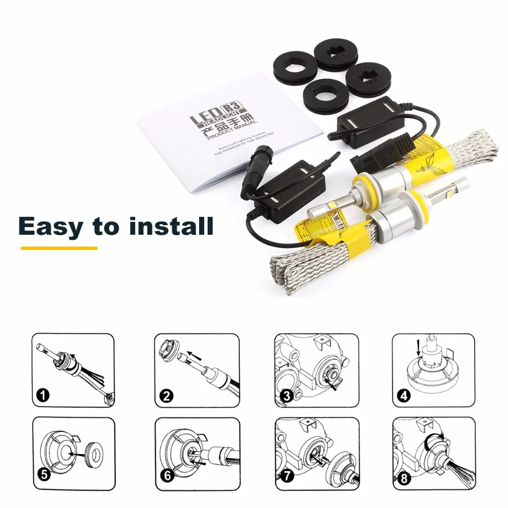

1 pair 80W 9600lm H8 H9 H11 LED Car Automotives Headlight kit bulb led Fog lamp DRL with Fan Play & Plug H7 HB3 HB4 9005 9006