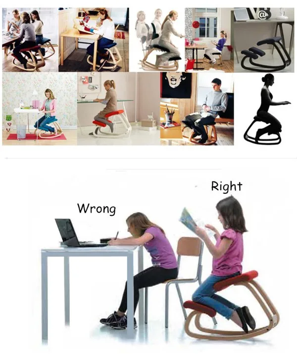 Description Picture 3 of itemRocking Kneeling Chair Stool Thicken Cushion Home Office Furniture Ergonomic Rocking Wooden Kneeling Computer Posture Chair