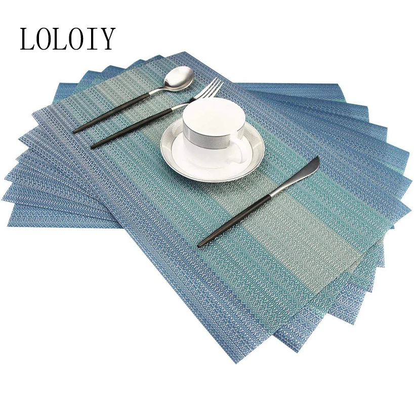 4Pcs Placemats Crossweave Woven Vinyl Placemat for Kitchen Table Heat