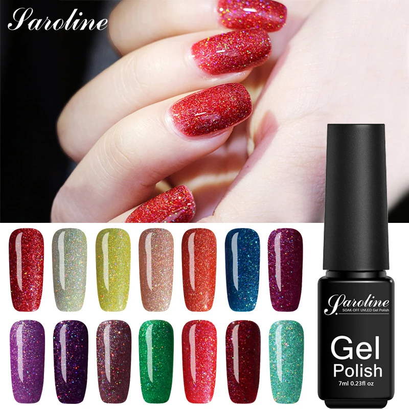 

Saroline Neon UV LED Nail Gel Polish Nail Design Poly Gel Semi Permanent Rainbow Series Nail Foil Adhesive Shiny Gel Nail Polish