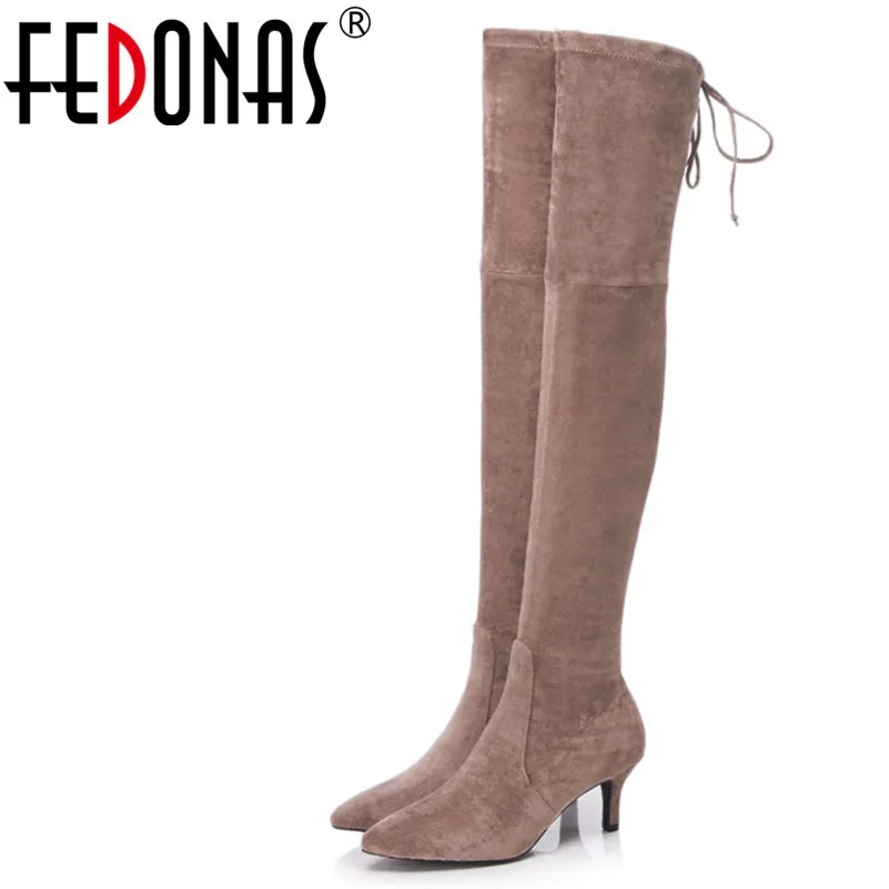

FEDONAS Brand Over The Knee High Boots For Women High Heeled Long Autumn Winter Snow Boots Ladies Tight High Knight Shoes Woman