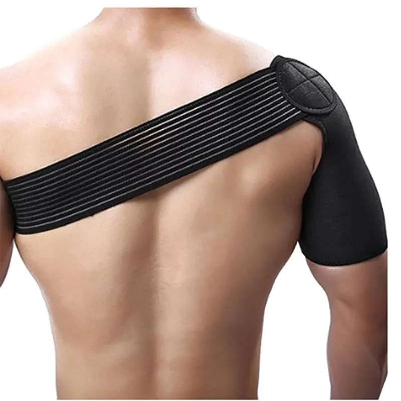 Регулируемый дышащий спортивный бандаж для плеча для спортзала, фиксатор на спине, пояс с запахом, черный бандаж