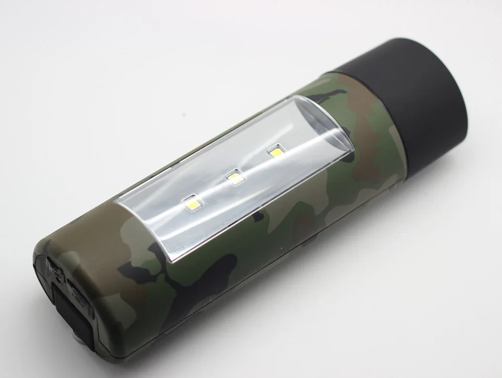 Портативный источник питания аварийный светодиодный светильник-вспышка с рукояткой USB зарядное устройство для телефона маленький светильник для кемпинга Динамо - Цвет: Woodland Camo